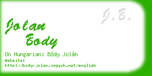 jolan body business card